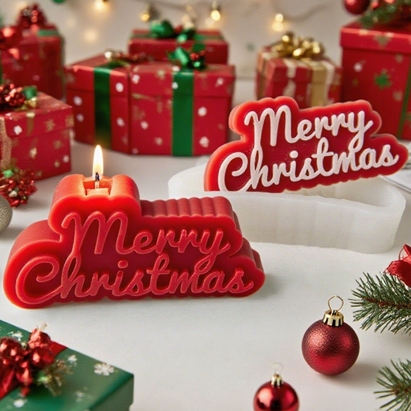 Candle Fragrance Supplies - Moule en silicone alphabet de noël,